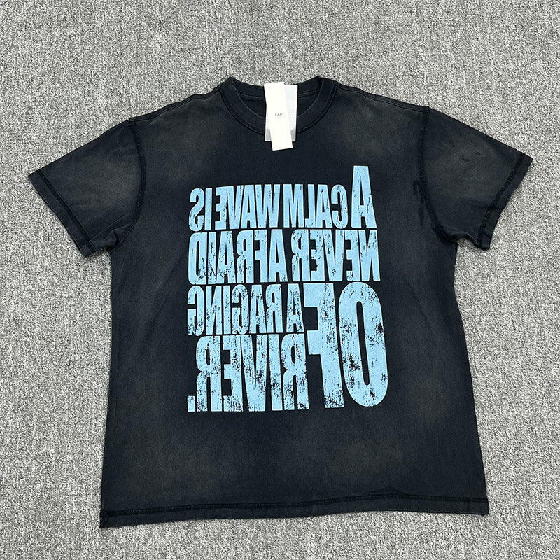 Mens Vintage T-Shirts FARFROMWHAT Washed and Old Splashed Lnk T-shirts