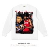 Nba Long Sleeve Shirt Autumn and Winter Jalen Green American Long Sleeve T-shirt Men and Women Pure Cotton Washed