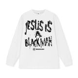 Vintage Hoodie text print long short sleeve t-shirt washed old t-shirt