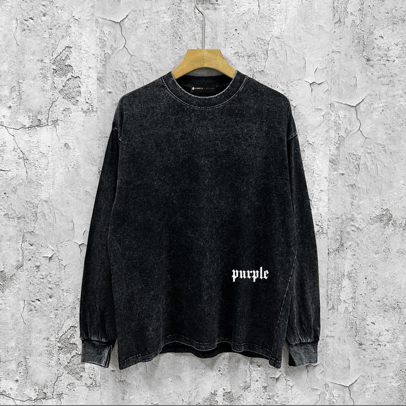 Purple Brand Distressed Long Sleeve Shirt Fashion Distressed Loose Long-sleeved Top