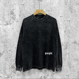 Purple Brand Distressed Long Sleeve Shirt Fashion Distressed Loose Long-sleeved Top