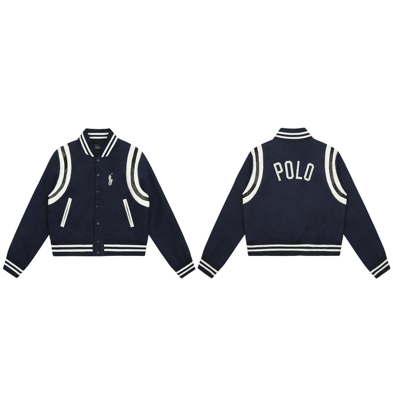 Ralph Lauren Coat Autumn/Winter Pony Embroidery Vintage Wool Leather Baseball