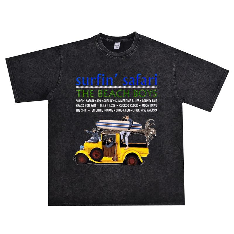 Rock Star T Shirt Rock Beach Boys Band Printed Cotton T-shirt Short Sleeve Men and Women