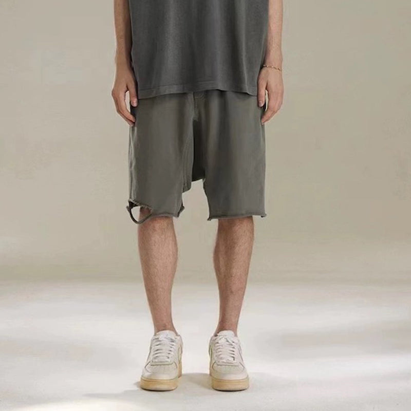MIJKO Mens Shorts Knife Cut Cotton Shorts