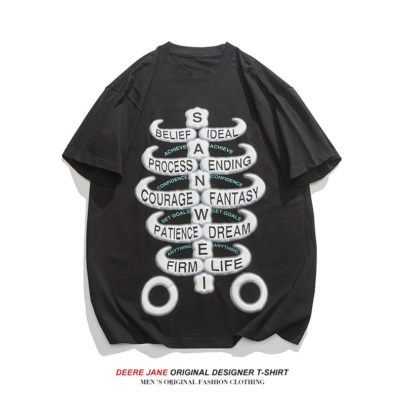 Men T-Shirts Short-Sleeved T-shirt Men's Fashion Brand Loose Cotton Summer Half Sleeve