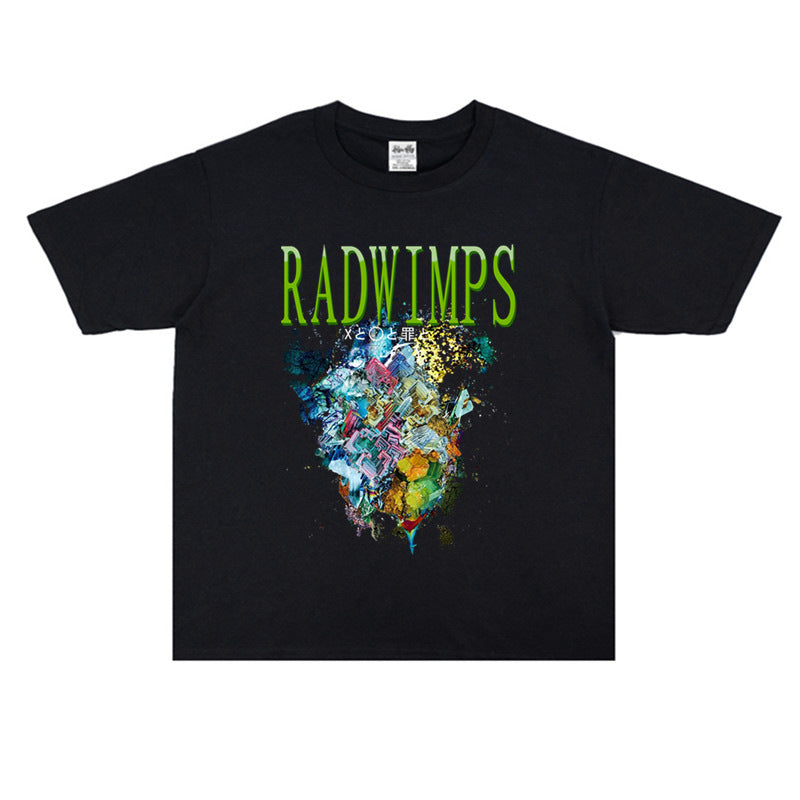 Rock Star T Shirt Radwimps Rock Band Printing Pure Cotton Loose T-shirt Men's and Women's Fashion Short Sleeve