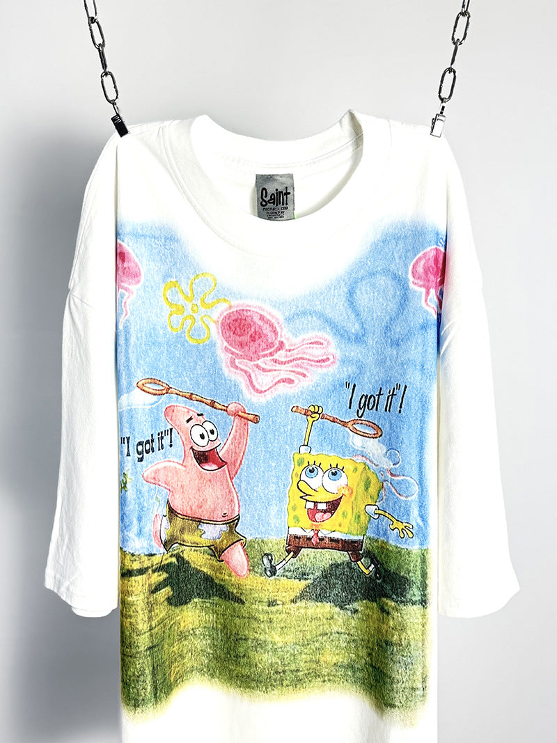 Men Vintage T-Shirts "SpongeBob SquarePants" Saint Michael T-Shirt