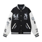 Amiri Jacket AMI Embroidered Angel Pattern Lapel Baseball Jacket for Men and Women