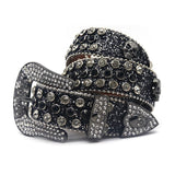 Hip-hop punk rhinestone belt men's flash silver inlaid pin buckle