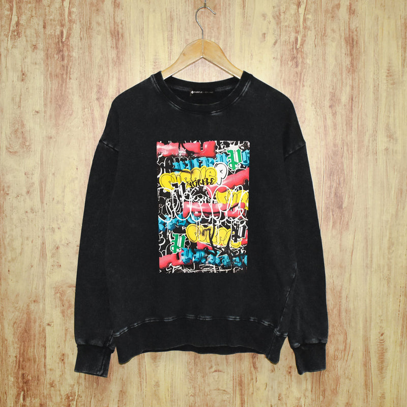 Purple Brand Distressed Sweatshirt Retro Vintage Crew Neck Sweater