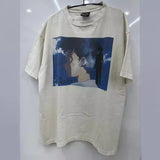 Mens Vintage T-Shirts SAINT MICHAEL Mecha Print Short Sleeves Old Loose