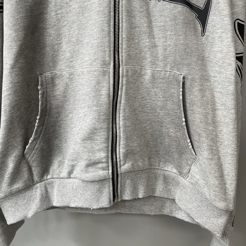 Mixed Emotion T-Shirt Vintage Loose Casual Cardigan Hoodie Jacket