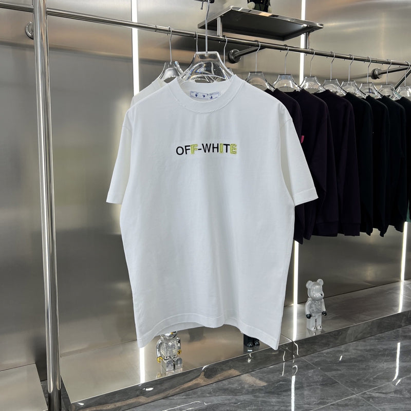 Off White T Shirts OW Patch Embroidery Arrow Crew Neck Pullover Short Sleeve