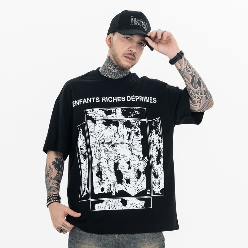 ERD T Shirts Spring and Summer High Street Retro Short Sleeve T-shirt