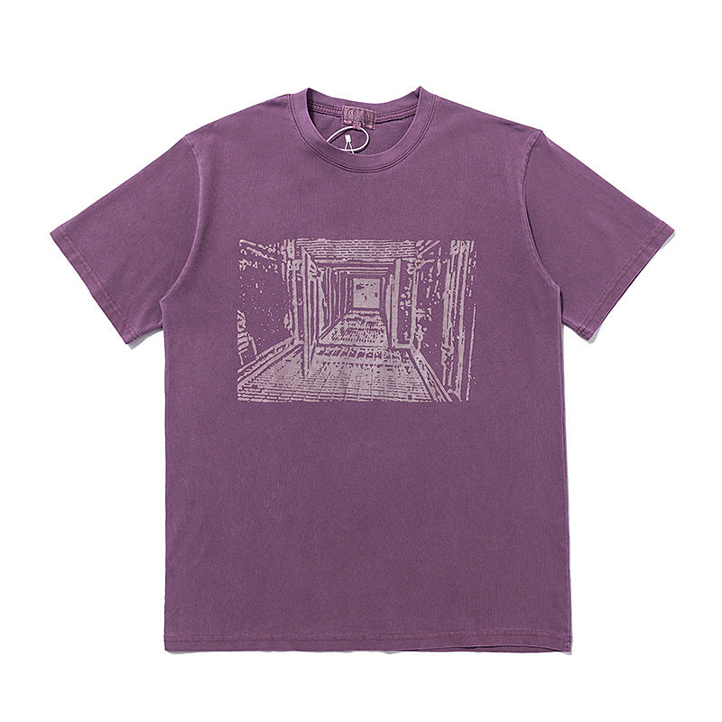 C.e t shirts washed batik indoor corridor pattern short sleeve men and women