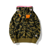 Bathing Ape Hoodie Shark Under the Stars Hooded Cardigan Zip Double Hat Camo Sweater Jacket