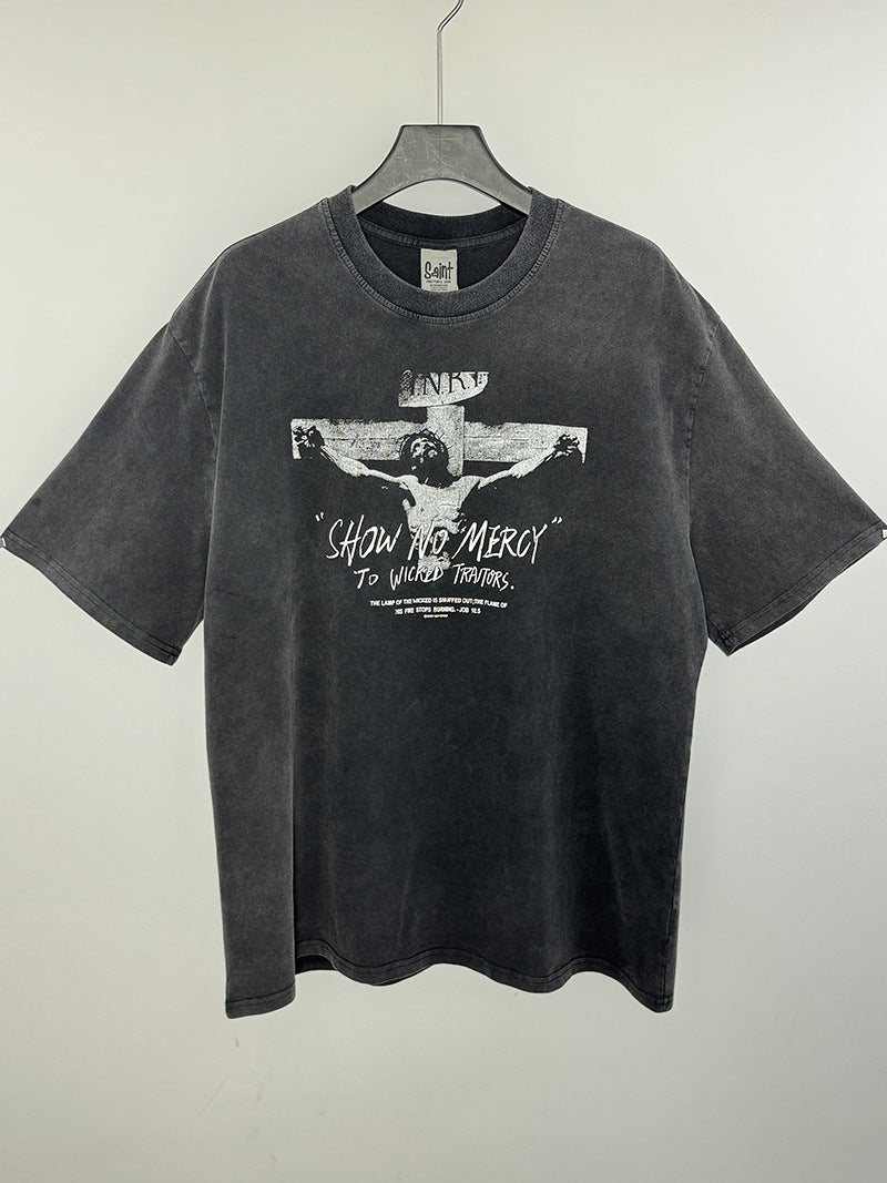 Men Vintage T-Shirts "Show No Mercy To Wicked Traitors" Saint Michael T-Shirt
