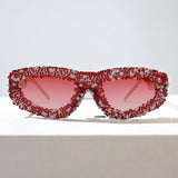 Trendy punk glasses diamond-encrusted uv protection