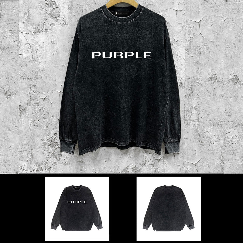 Purple Brand Distressed Long Sleeve Shirt Fashion Distressed Loose Long-sleeved Top