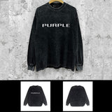 Purple Brand Distressed Long Sleeve Shirt Fashion Distressed Loose Long-sleeved Top