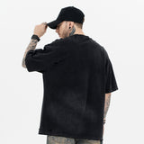 ERD T Shirts Creative Letters Ripped Washed Short Sleeve T-shirt