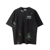 Mens Vintage T-Shirts vintage Washed Old Short Sleeves Loose Crew Neck