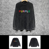Purple Brand Distressed Long Sleeve Shirt Fashion Distressed Loose Long-sleeved Top