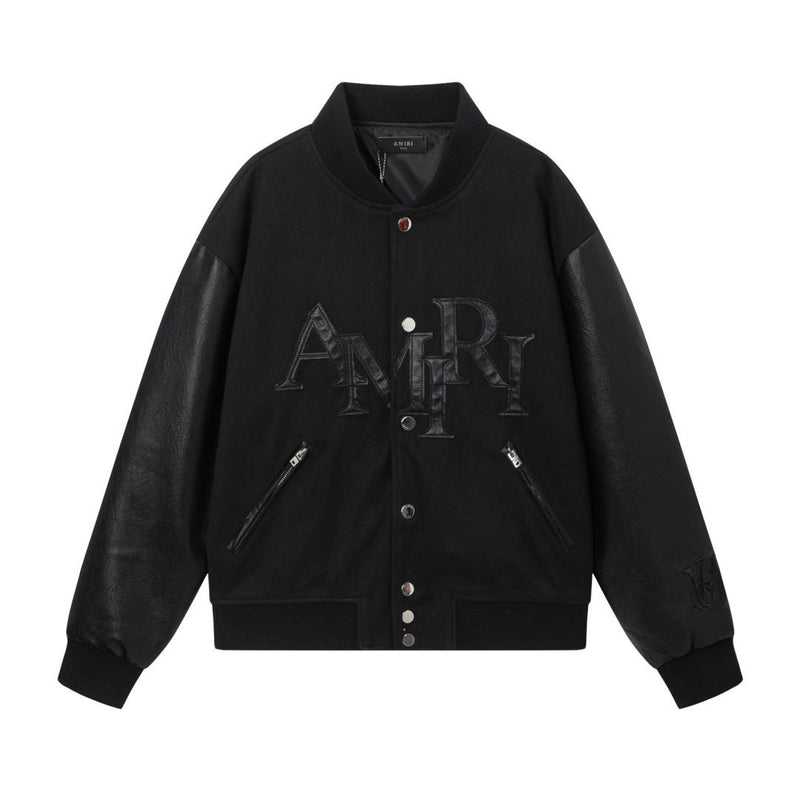 Amiri Jacket Autumn/Winter AMI Embroidered Alphabet Baseball Jacket for Men and Women