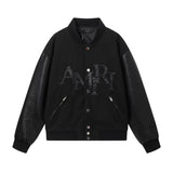 Amiri Jacket Autumn/Winter AMI Embroidered Alphabet Baseball Jacket for Men and Women