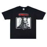 Rock Star T Shirt Hell Hammer Band Washed Distressed T-shirt Short Sleeve Loose