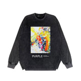 Purple Brand Distressed Long Sleeve Shirt Fashion Distressed Loose Long-sleeved Top