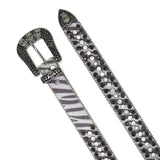 Hip-hop punk rhinestone belt skull pu leopard print punk style
