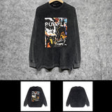 Purple Brand Distressed Long Sleeve Shirt Fashion Distressed Loose Long-sleeved Top