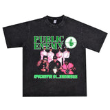 Rock Star T Shirt Hip-Hop Rap Public Enemies Band Washed Distressed T-shirt Short Sleeve