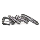 Hip-hop punk rhinestone belt skull pu leopard print punk style