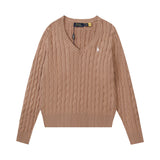 Ralph Lauren Knitted sweaters Vintage V-neck twisted embroidered wool bottomed knitted sweater