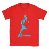 Men Tv Girl T Shirts Pure Cotton Tops Vintage Short Sleeve