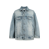 MIJKO Mens Jacket Washed Distress Denim Jacket