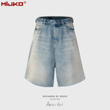 MIJKO Men Shorts Make Old Blue Denim Shorts