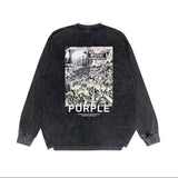 Purple Brand Distressed Long Sleeve Shirt Fashion Distressed Loose Long-sleeved Top