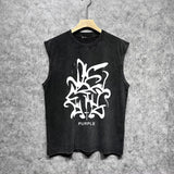 Purple Brand Distressed Tank T Shirts Distressed Sleeveless T-shirt Vest