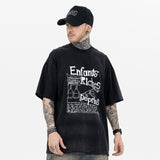 ERD T Shirts Creative Letters Ripped Washed Short Sleeve T-shirt