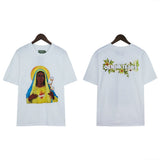 Denim Tears T Shirts Kapok T-shirt Vintage Woman Avatar Oil Painting round Neck Short Sleeve