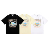 Rhude T Shirt Wheat Ear Sunset Beach Pattern Printed Short Sleeve T-Shirt