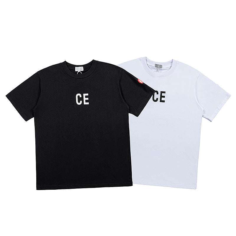 C.e t shirts letter printing round neck pullover short sleeve men and women