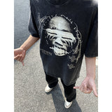 Mens Vintage T-Shirts VINTAGE Old Printed Crew Neck Short Sleeve T-Shirt