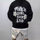 Men Vintage T-Shirts vintage trendy brand love and peace loose couple hooded