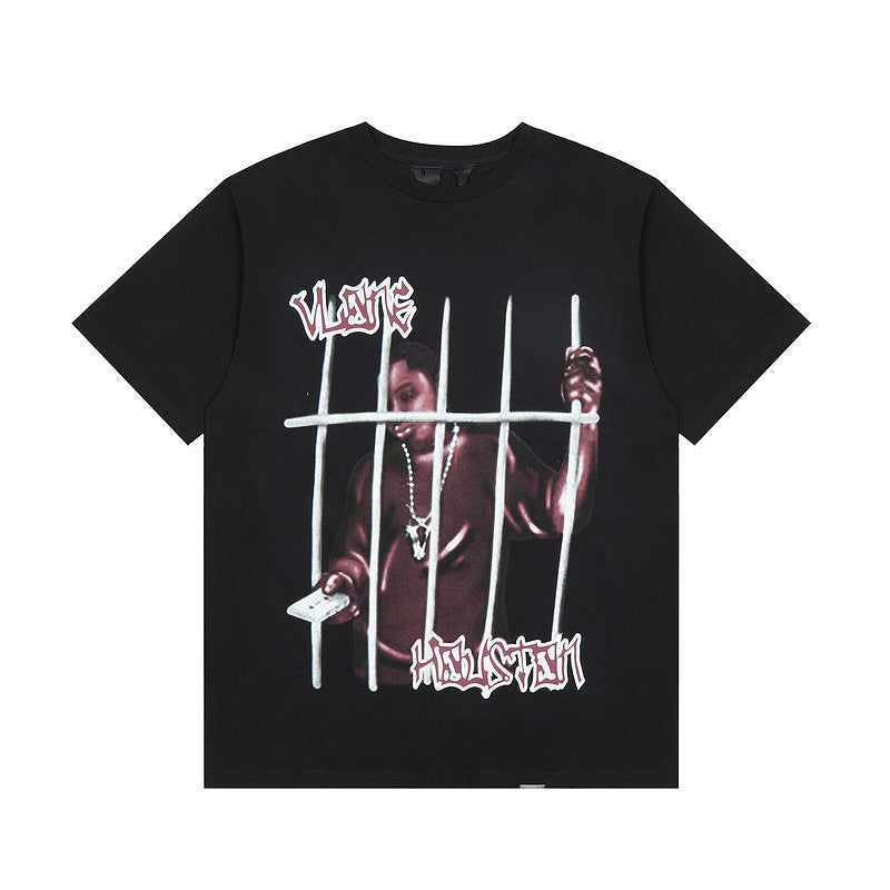 Vlone T Shirts Summer Short Sleeve European and American Women's Personalized Printed Popular T-shirt