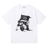 Trapstar T Shirts Trapstar Ghost Rider Flag Print Casual Short Sleeve T-Shirt
