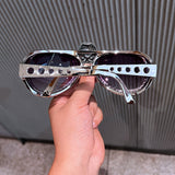 Trendy punk glasses retro diamond